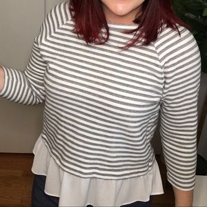 Loft Striped Peplum Top